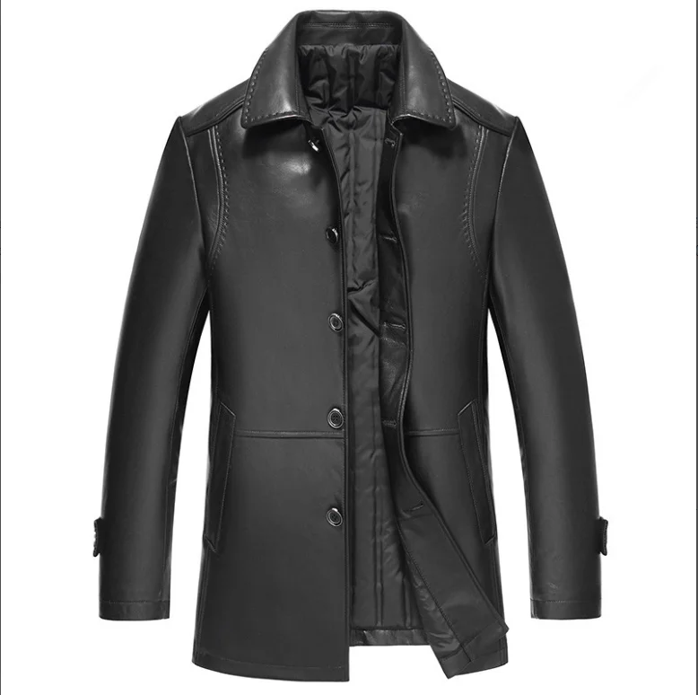 

Boollili Genuine Leather Jacket Autumn Winter Jacket Men Down Jacket Sheepskin Coat Men Windbreaker Long Coat