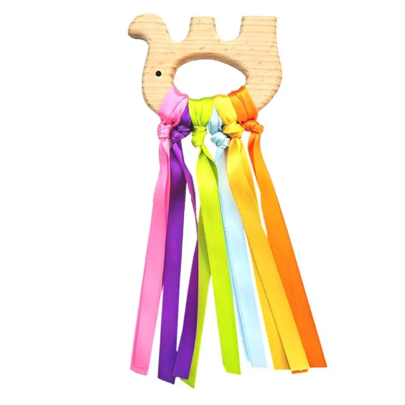 Details about   6cm Wooden Montissori Rainbow Baby Teething Sensory Ribbon Ring Autism Pram Toy 