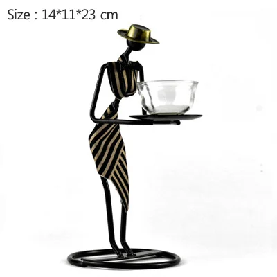 Black-A-Cup Strongwell Nordic Western Ceremonial Waiter Candlestick Desktop Character Sculpture Candle Holder Home Decoration Birthday Gift - Цвет: Black-A-Cup