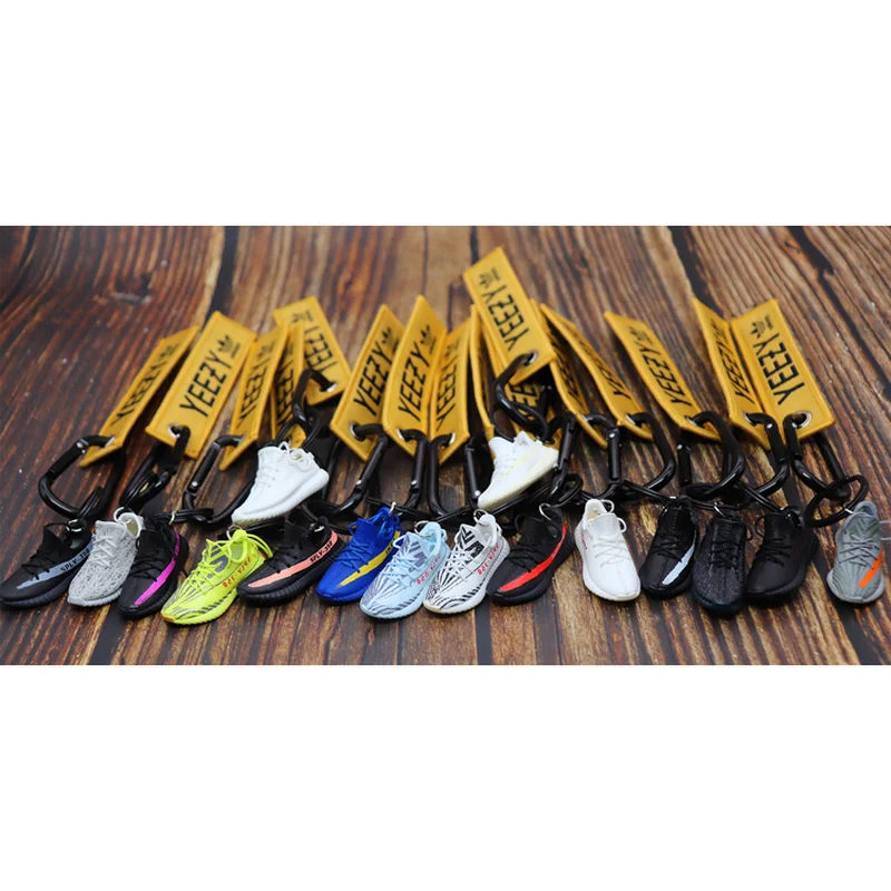 Online Hecho a mano Boost 350 V2 3D Mini zapatillas llavero zapatos pequeños modelo AJ llavero joyería de moda de alta calidad