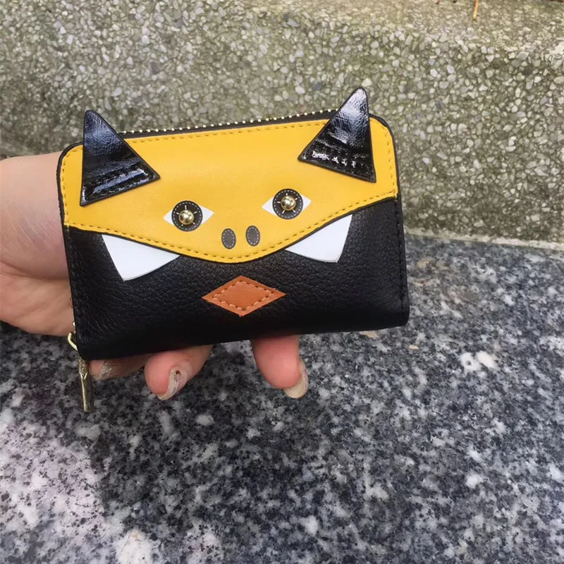 Кожаный милый кошелек для девочек, короткий розовый кошелек на молнии, многофункциональный кошелек