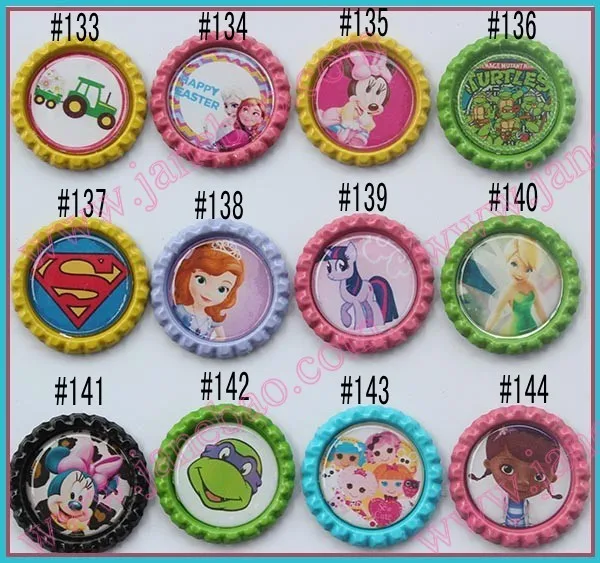 200pcs1 дюймовая мультяшная плоская Бутылочная крышка с персонажами из мультфильмов, плоская бутылочка для самостоятельного изготовления волос, аксессуары для волос