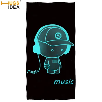 

HUGSIDEA 3D Anime Luminousz Print Kids/Childern Microfiber Beach/bath Towel Pool/Swimming Quick Dry Body Towel Boy's Music Note