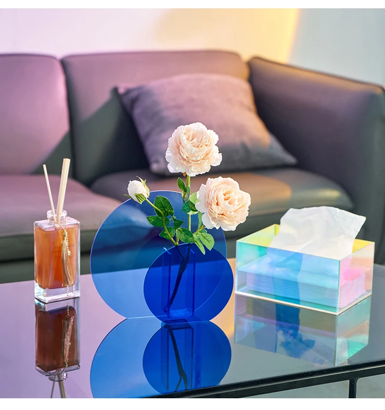 Colorful Acrylic Vase Minimalist Art Home Decor Living Room Flower Arrangement Nordic Style Ornament Office Desktop Decoration