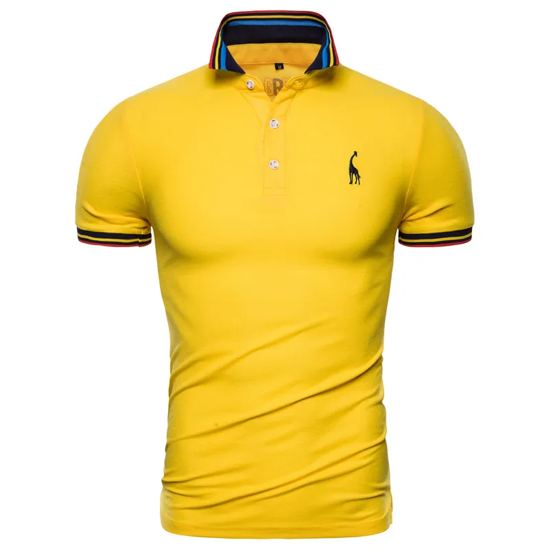 Dropshipping 10 Colors New Summer Polo Men Solid Embroidery Short Sleeve Tops Men Polos Fashion Casual Cotton Polo Shirt Men - Цвет: yellow
