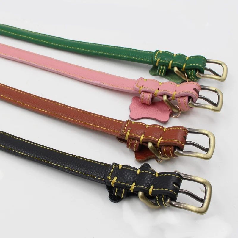 PU Leather Pet Basic Collars For Small Medium Dogs Adjustable Neck Strap With Leash Ring Puppy Collars