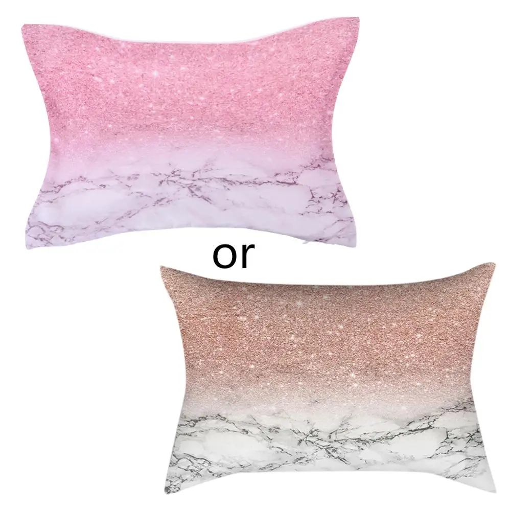 Прямоугольный домашний декоративный чехол для подушки, блестящий розовый золотой розовый мраморный принт, полиэстер, персиковый бархат, нордический стиль - Color: 9