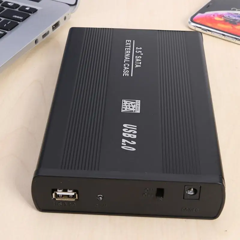 Корпус для жесткого диска 3,5 дюйма USB 2,0 на SATA порт корпус жесткого диска 480 Мбит/с коробка для жесткого диска с адаптером питания США