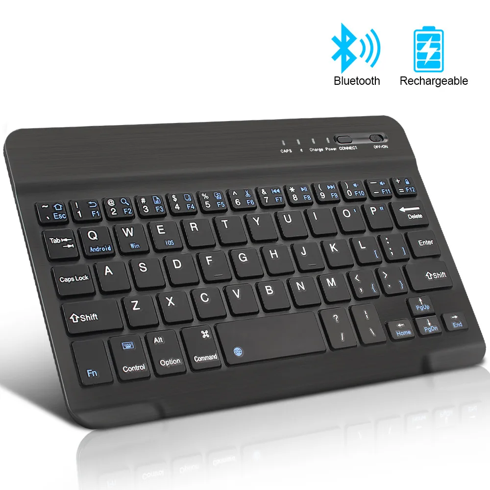 Перезаряжаемая беспроводная Тонкая клавиатура для планшета Bluetooth Mini 7 9 10 дюймов
