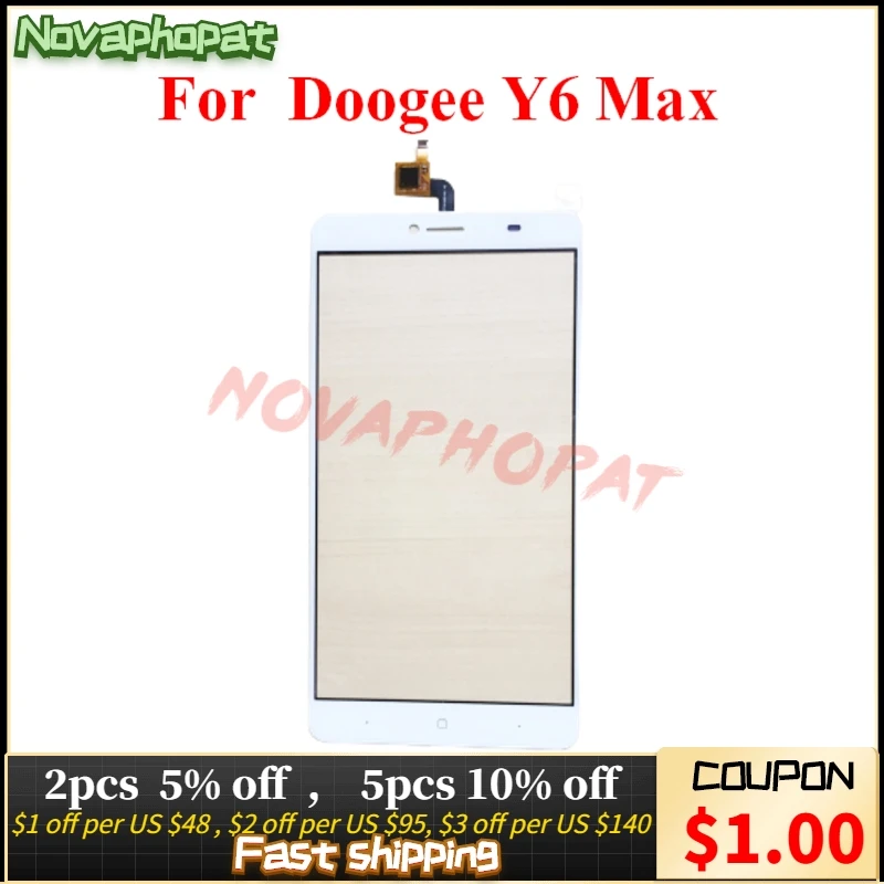 Novaphopat Tested White touchscreen Sensor For Doogee Y6 Max Touch Screen Digitizer Front outer Glass Panel +tracking | Мобильные