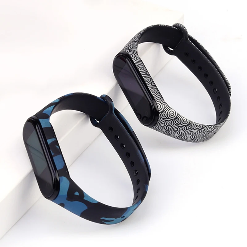 Ремешок силиконовый для Amazfit Band 5 Xiaomi Mi band 4 3 сменный Браслет с nfc принтом 5|Ремешки