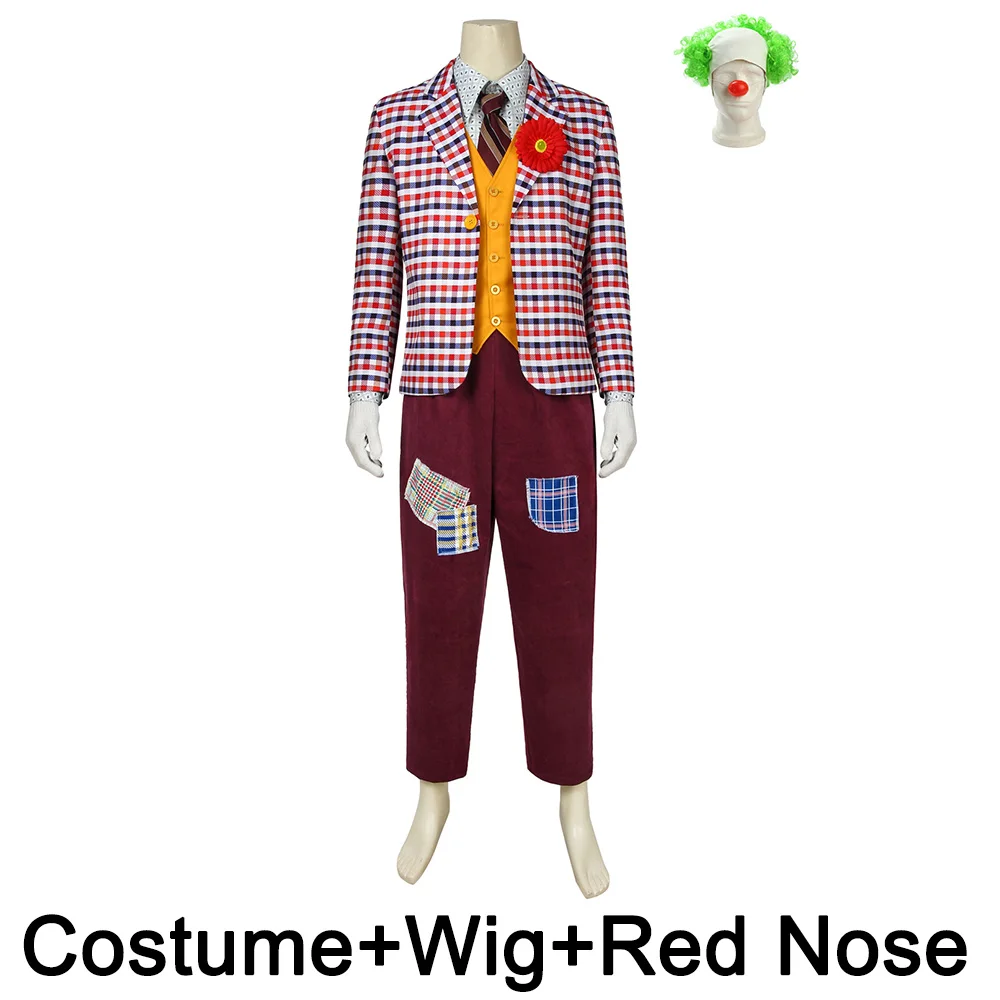 Джокер костюм для косплея Arthur Fleck Joker Мужской наряд - Цвет: Costume Wig Red Nose
