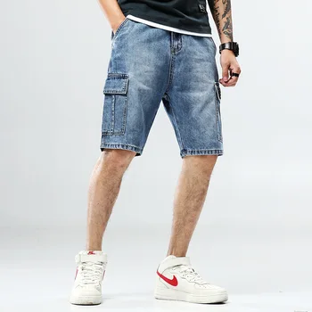 

2020 new summer large size five-point pants tooling shorts men's casual tide multi-pocket shorts denim shorts