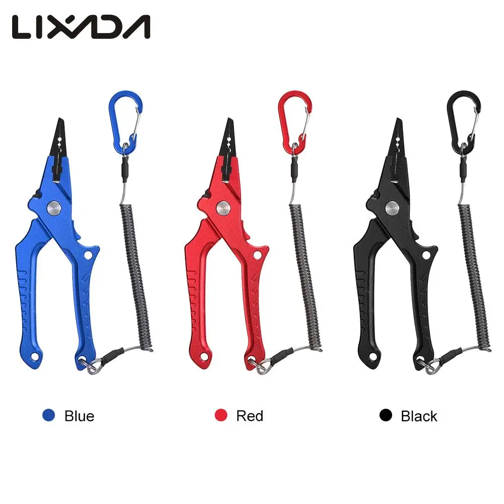 

Aluminum Alloy Fishing Clamp Fishing Plier with Lock Block Elastic Lanyard Protective Sheath Lightweight Portable Fishing Tools