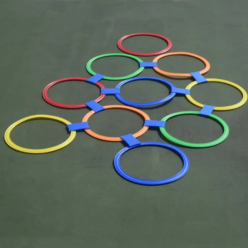 10 шт. hopscocky Ring игра игрушки для внутреннего или наружного использования 10 разноцветных пластиковых колец и 10 разъемов веселый креативный игровой набор