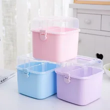 Прозрачная Бытовая пластиковая коробка для хранения лекарств, портативная коробка для первой помощи, косметическая коробка