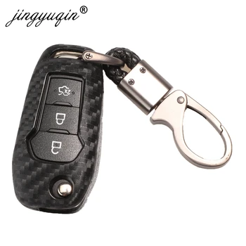 Keyforkess 10X portachiavi in Silicone con telecomando in fibra di carbonio per Ford Escort Titanium Mondeo Everest Explorer Kuga Ka Mustang