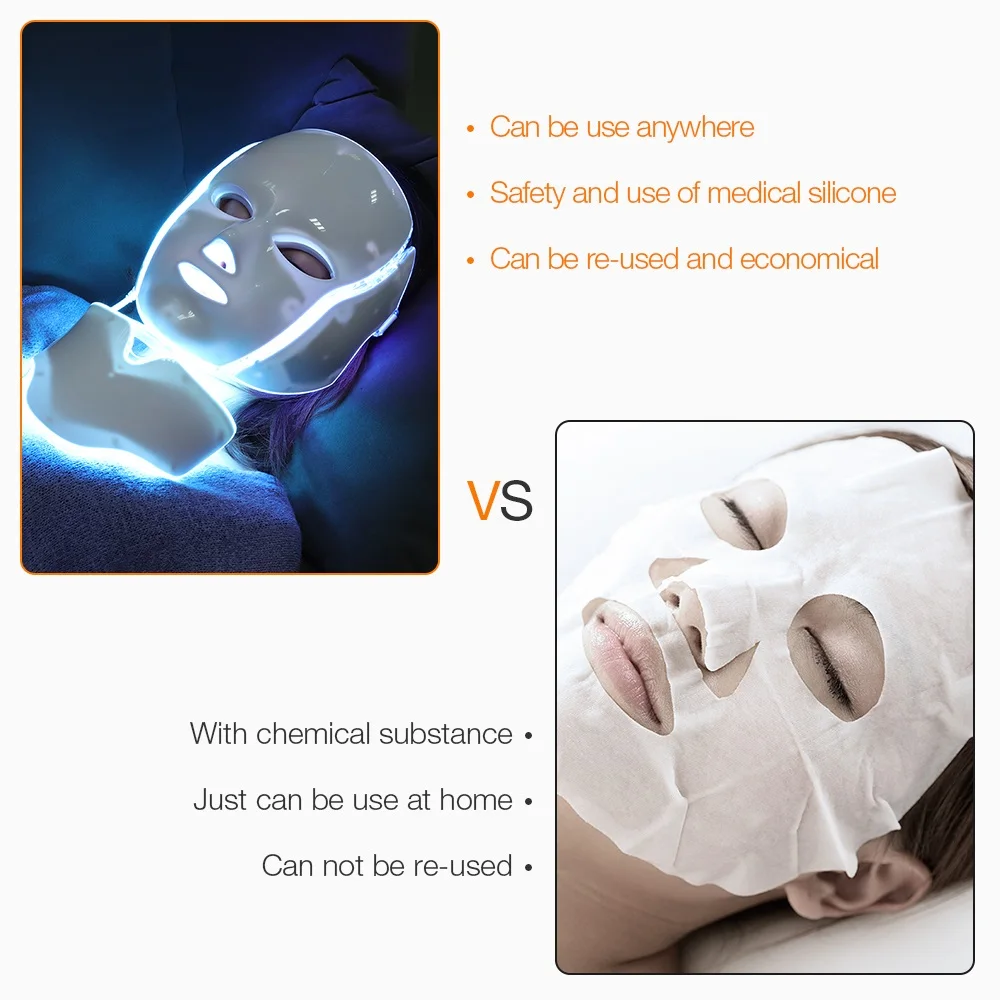 Baratos Dropshipping envío gratis fotón eléctrico LED máscara Facial máscara LED terapia de luz belleza cuidado de la piel 7 colores 3 colores mujeres