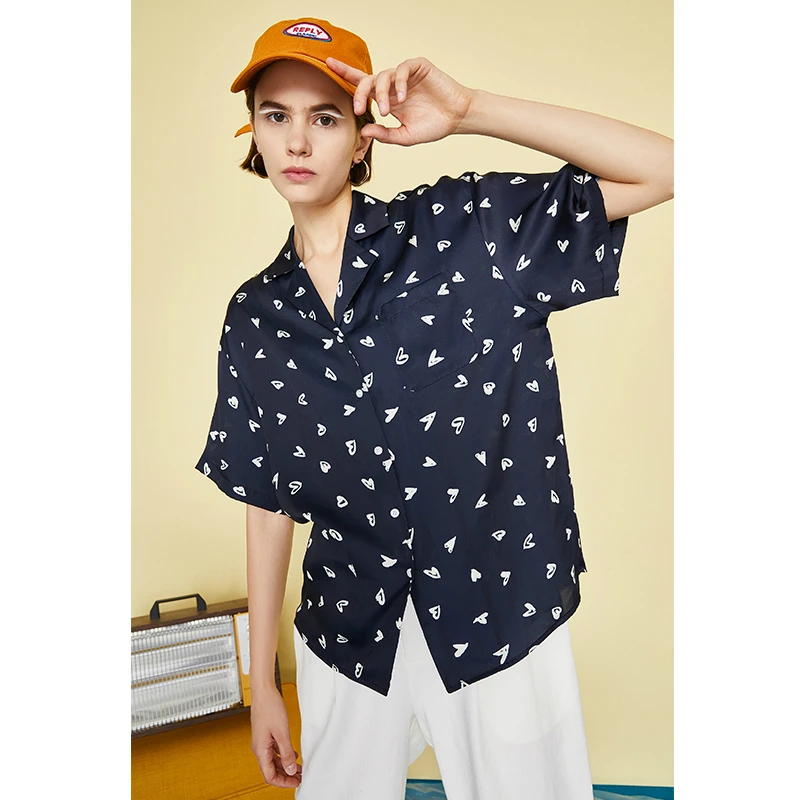 

Women Summer Polka Dot Short Sleeve Notched Collar Office Lady Chiffon Tops Blusas Mujer