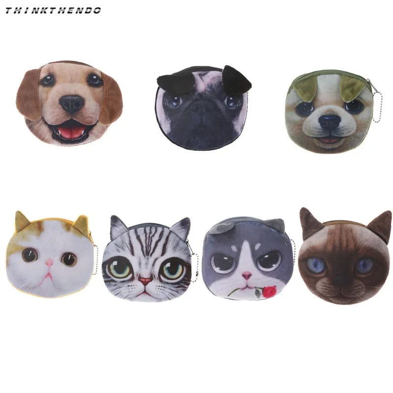 3D милый животный Женский мини-кошелек для монет кошелек для денег Сумка Женский держатель для ключей милый плюшевый мультяшный маленький кошелек для монет для мальчиков