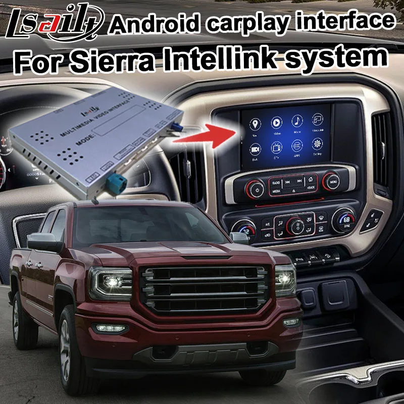 Android / carplay интерфейс коробка для GMC Sierra Yukon 2014 2019 GPS навигация видео Mylink intellilink
