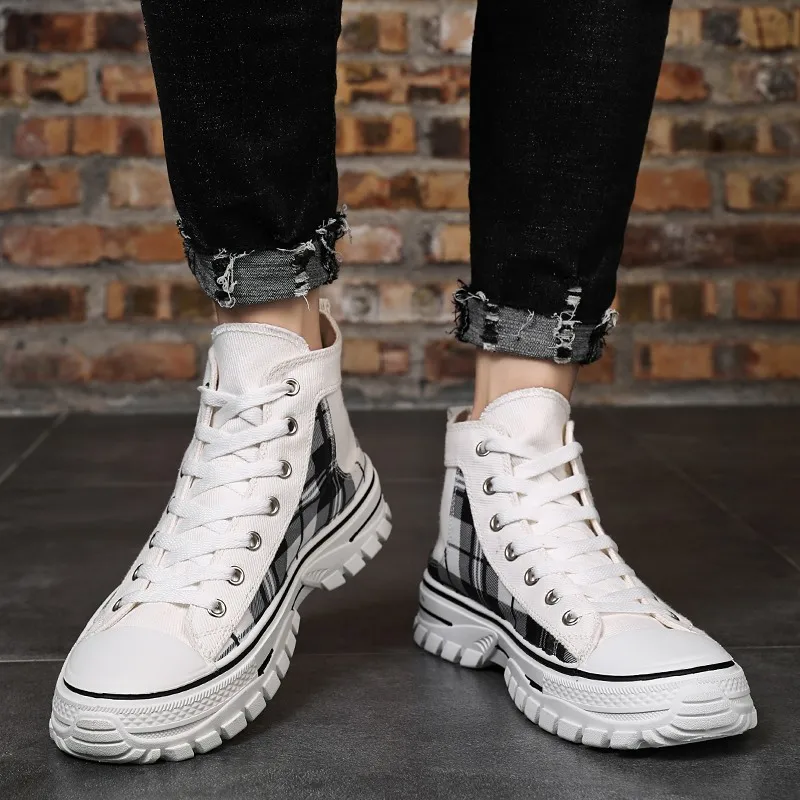 

Men Trend 2019 New Style Autumn Korean-style Men's Sports Casual Versatile Shoe Men's Canvas Hight-top White Shoes