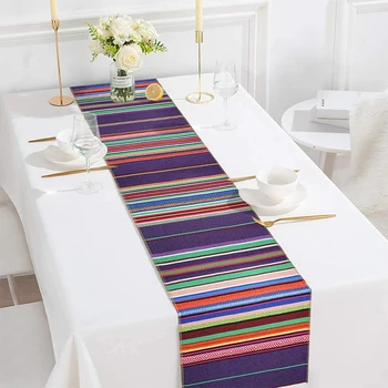 

Fowecelt Mexican Fabric Table Runner Mexican Fiesta Table Cover Chair Sash for Banquet Baptism Wedding Party Table Decoration