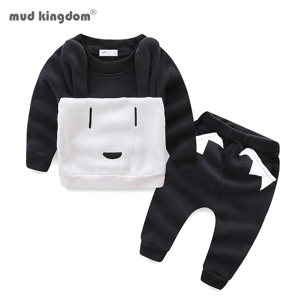 

Mudkingdom Boys Girls Outfits Cartoon Pattern Patchwork Cotton Winter Autumn Pants Set