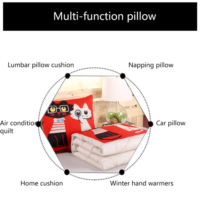 Dual Purpose Sofa Cushion Quilt Office Nap Air Conditioner Quilt Multi-Function Folding Cushion UYT Shop