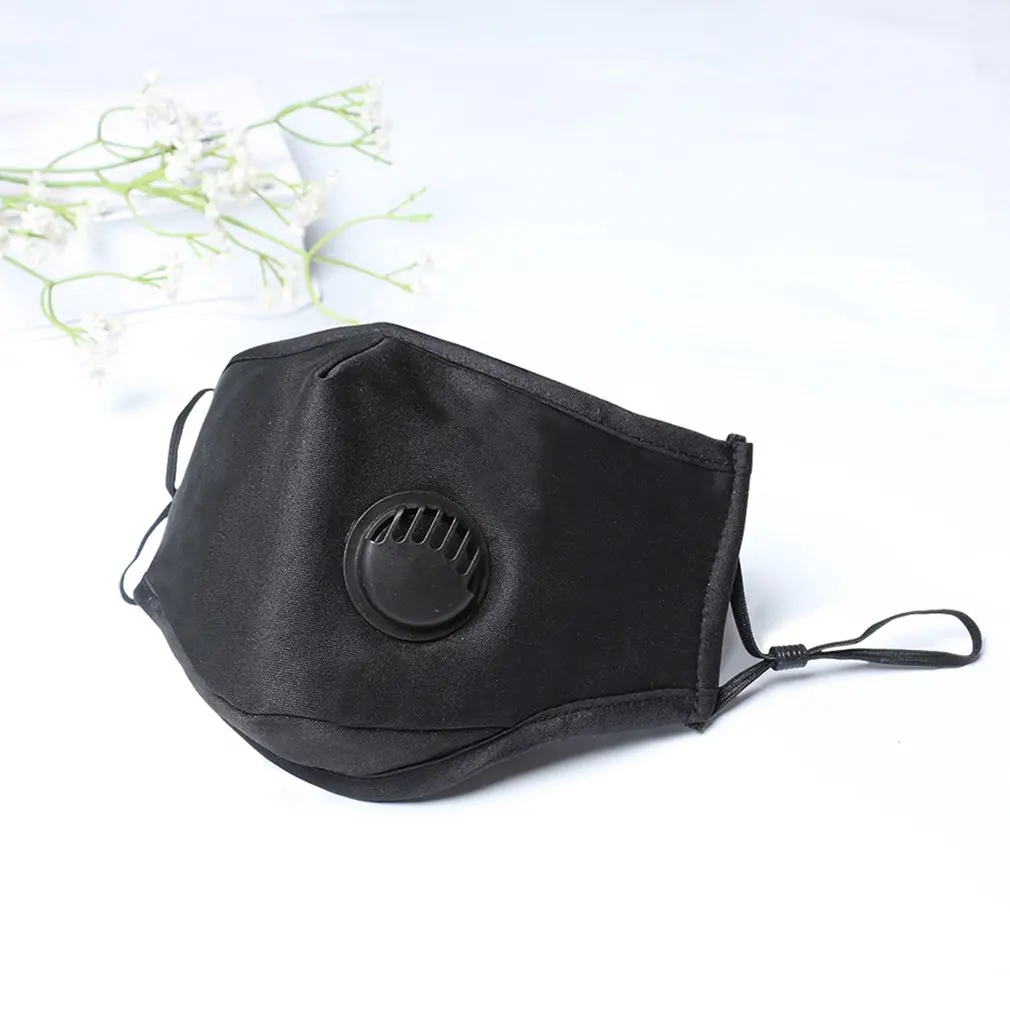 

Fashion Respirator Mask With Breathing Valve Washable Cotton Activated Carbon Filter PM2.5 Mouth Masks Anti Dust Allergy