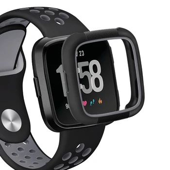 

For Fitbit Versa Watch Screen Protective Cover TPU Silicone Dual Color Anti-drop Watch Case