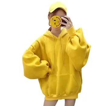 

Solid Oversized Hoodie Women Floral O-neck Plus Velvet Thick Autumn Winter Casual Long Sleeve Loose Pullovers Hoodie Sweatshirts