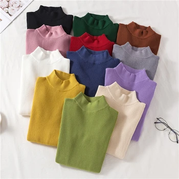 

Female Knitting Sweater Soft Solid Turtleneck Sweater Fashion Women Pullover Winter Ladies Casual Long Sleeve Knitted Sweater