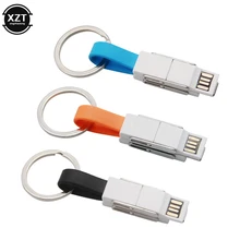 4 в 1 USB кабель Micro usb type C освещение 2A мини брелок для передачи данных для iPhone XR X HUAWEI samsung