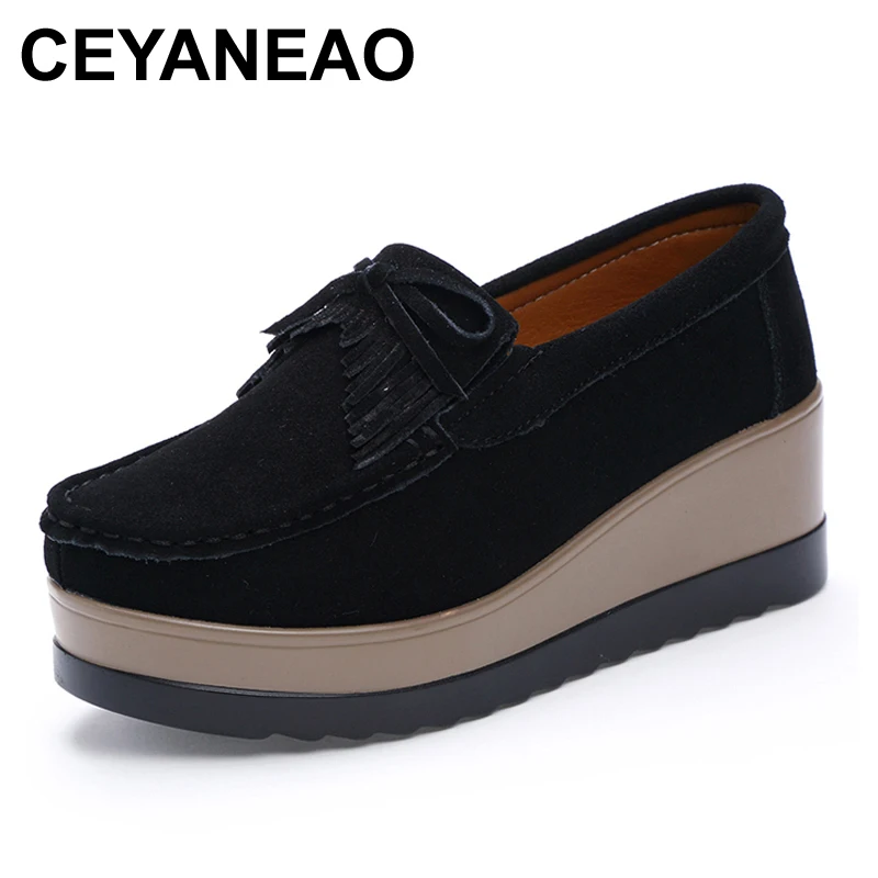 Loafers Women Sneakers Platform-Shoes Shoese030 Slip On Suede Ceyaneaoautumn Plush Chaussure