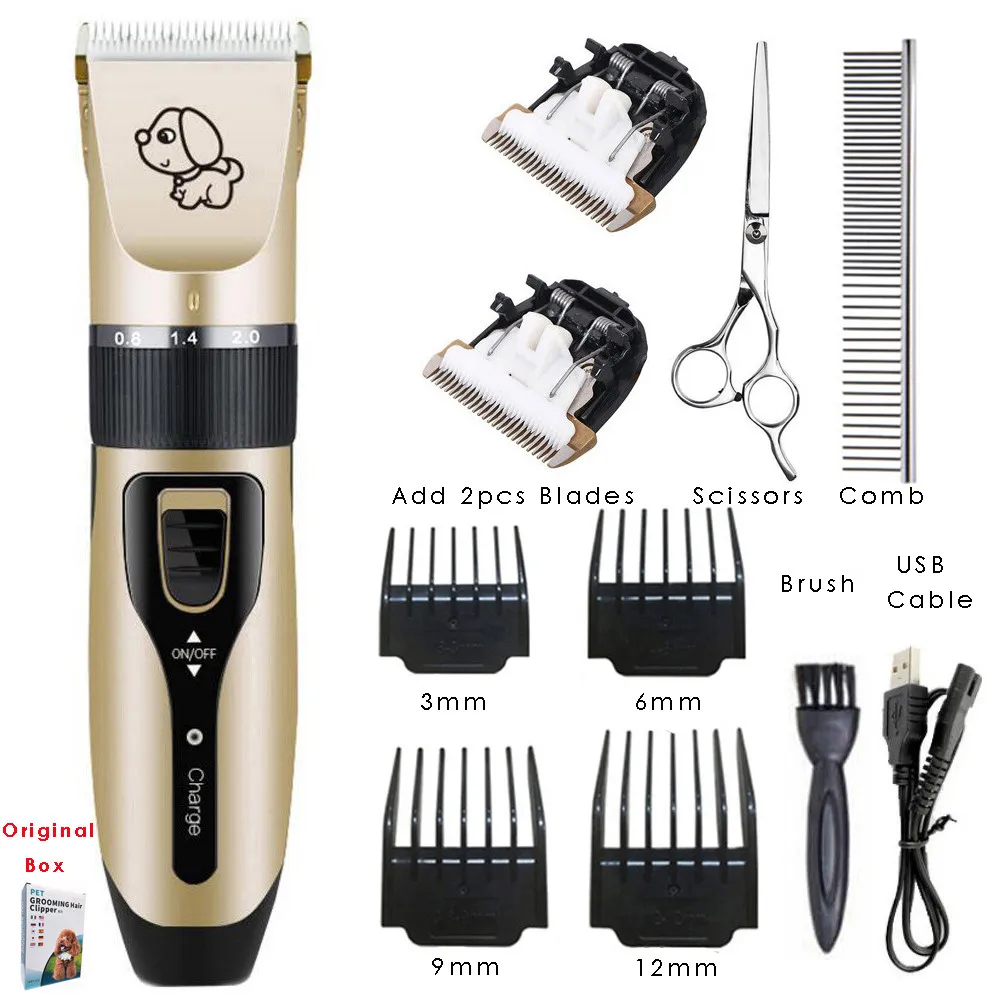 Regular Kit 2 Blades Перезаряжаемая машинка для стрижки кошек и собак с низким уровнем шума, электрическая машинка для стрижки домашних животных, бритва для ухода за животными, машинка для стрижки домашних животных - Цвет: Regular Kit 2 Blades