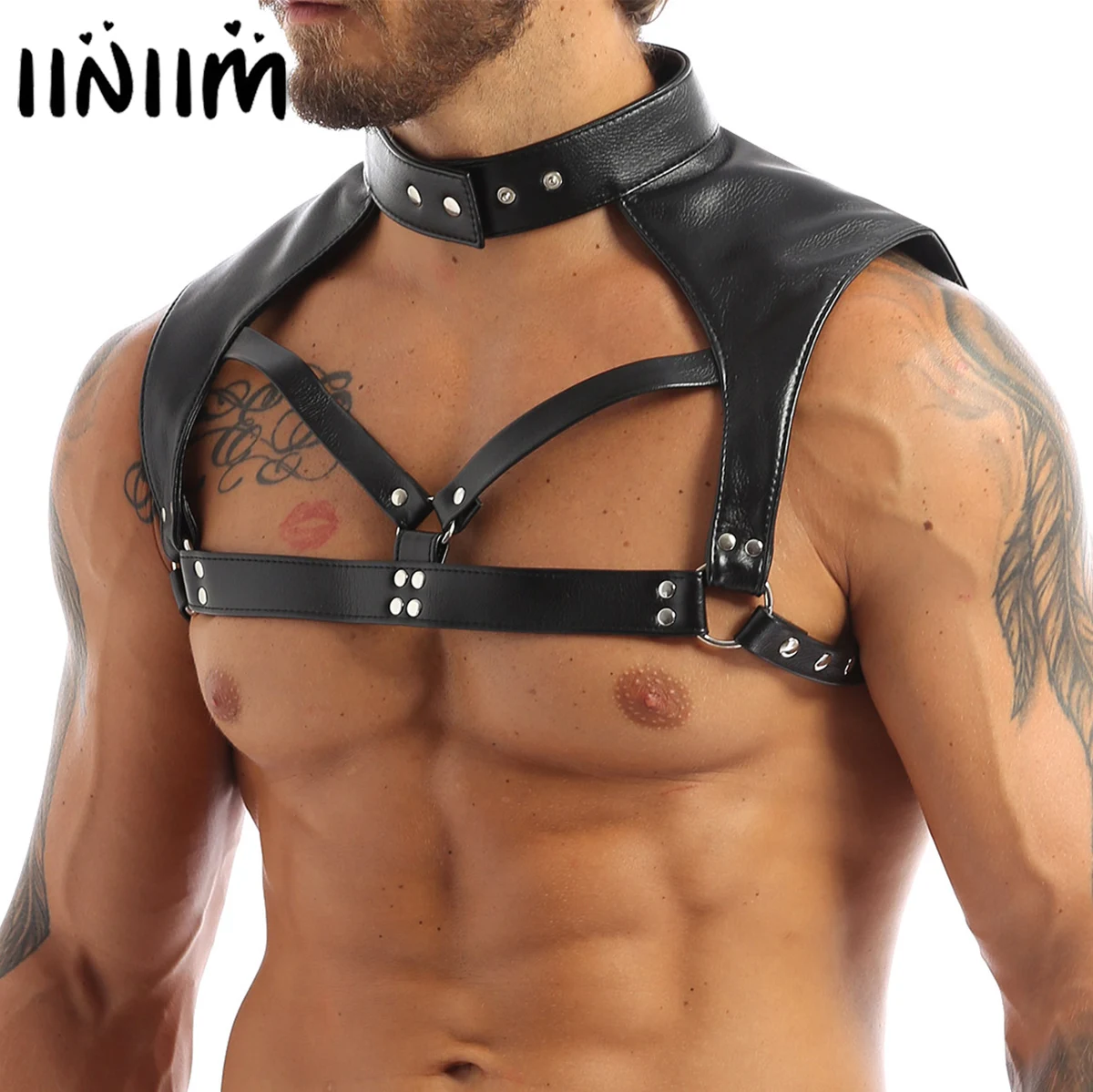 Iiniim Fashion Zentai For Men Lingerie Performance Regolabile Body Harness Harness Bondage Costume Con Bottoni Girocollo