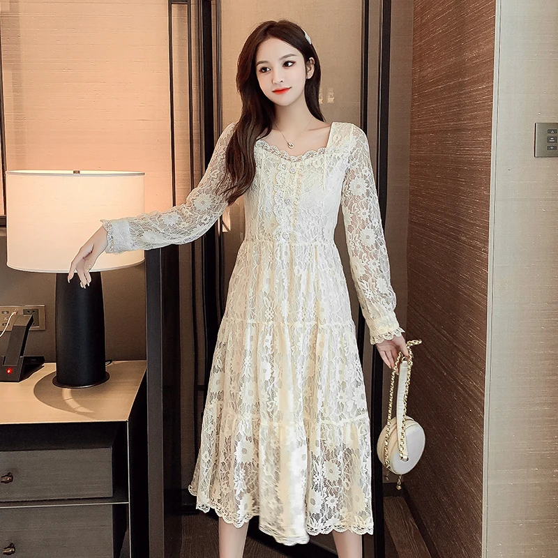 Autumn long sleeve lace dress children put the spring and autumn outfit in the new light of luxury aristocratic temperament high