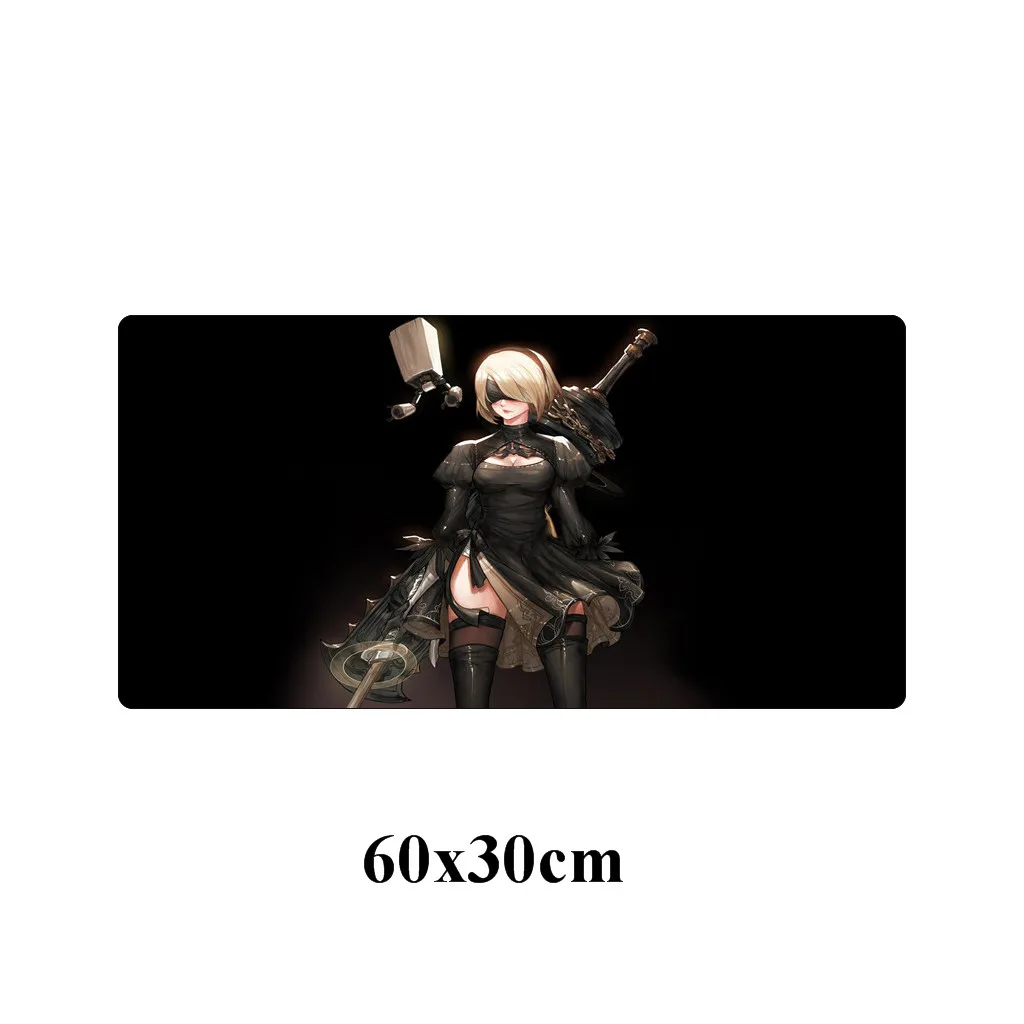 Белый 60x30 см XXL NieR Automata игровой коврик для мыши геймер Прочная резиновая клавиатура pad запирающийся край стол для портативного компьютера ноутбука коврик - Цвет: Белый
