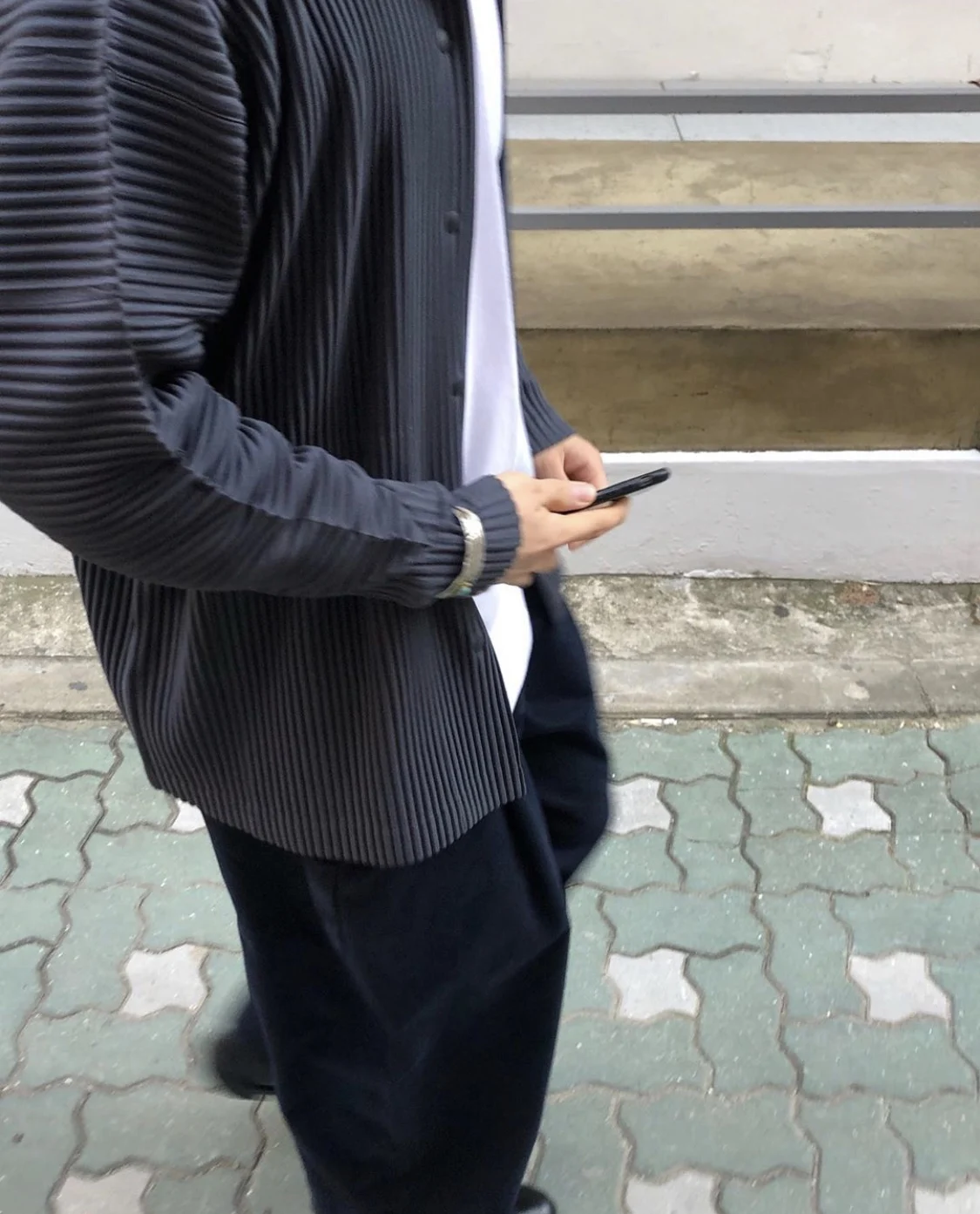 Miyake Pleated Men's Jacket Casual Cardigan Single Breasted Coats 4