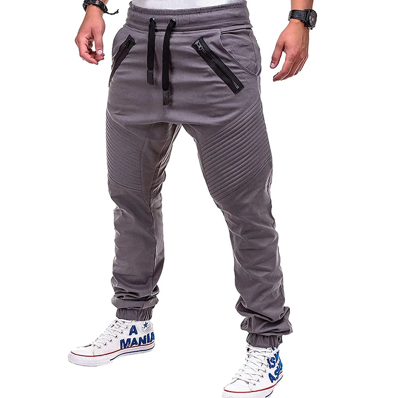 Grey FK111 Новые Брюки Карго, повседневные мужские штаны для бега, Осенние однотонные спортивные штаны, мужские брюки, модные мужские обтягивающие брюки-карандаш с карманом - Цвет: Grey FK111