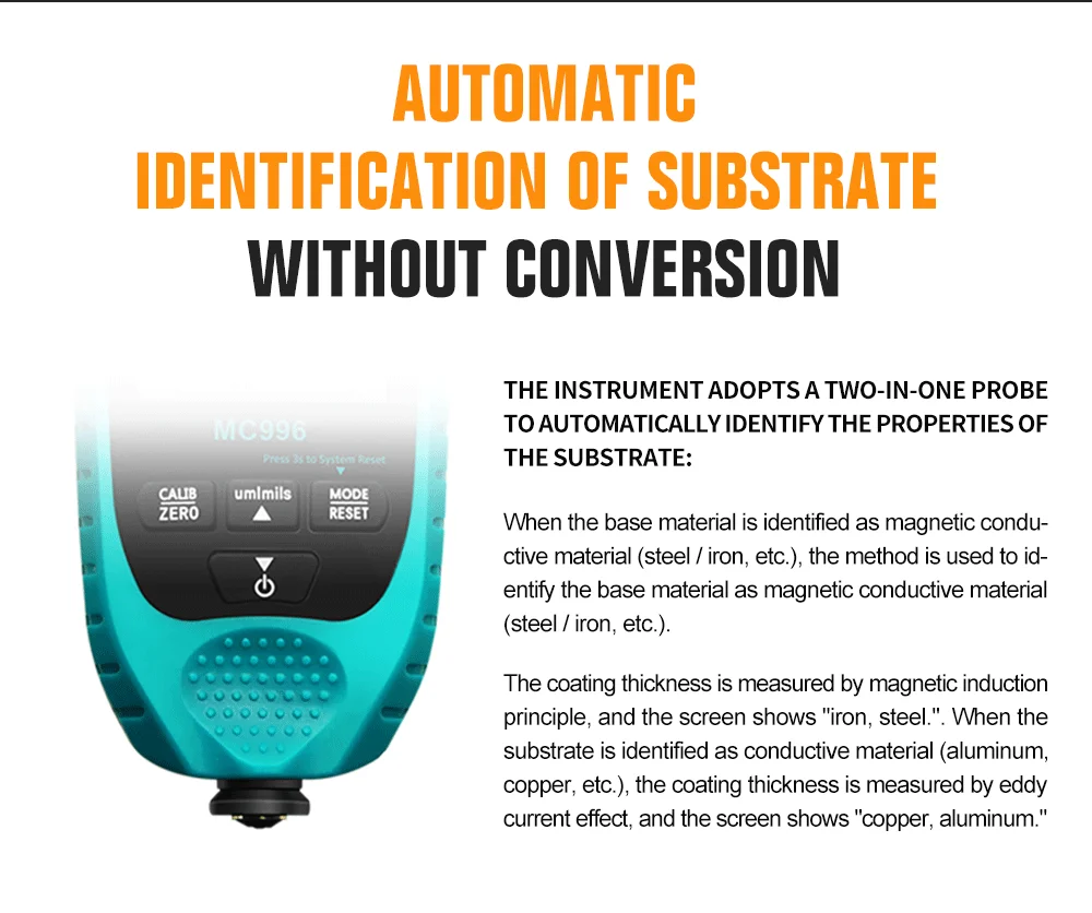 Mileseey MC996 MC998 Thickness Gauges Car Paint Film Coating Thick Detector Automobile Repair Tools 0-1500um Fe & NFe Probe Kits colorimeters