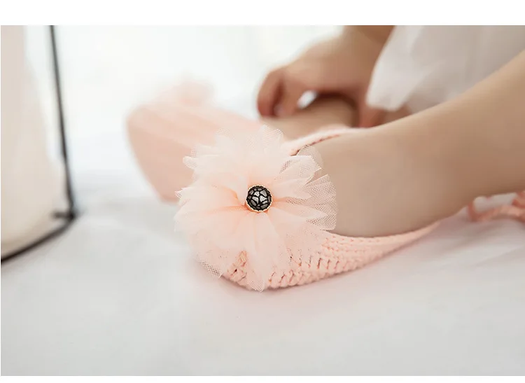 Korean Models Female Baby Princess Lace Soft-Sole before Step Sandals Handmade Pure Cotton Summer Babies' Toddler Shoes Lace Soc