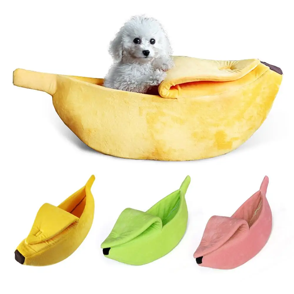 

Banana Pet Cat Bed House Cozy Cute Banana Puppy Cushion Kennel Warm Portable Pet Basket Supplies Cat Nest Dog Mat Bed For Pets
