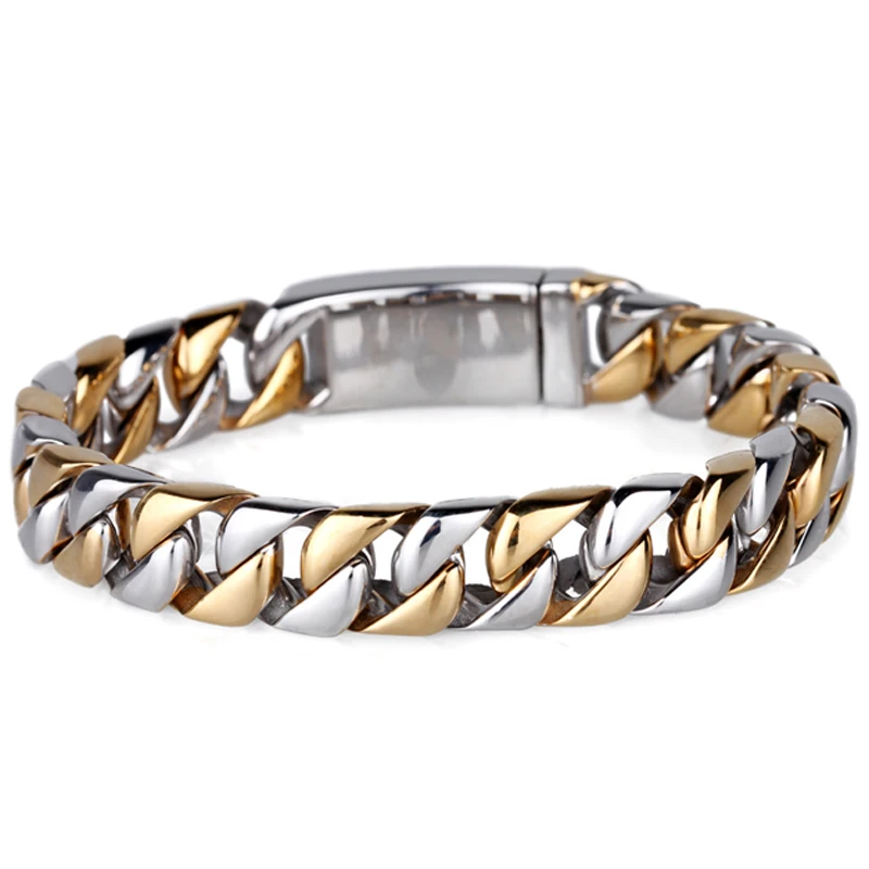 Хип-хоп звеньевая цепь браслет из нержавеющей стали для мужчин тяжелый 12 мм широкий мужской s браслеты браслет в форме велосипедной цепи модные ювелирные изделия подарок