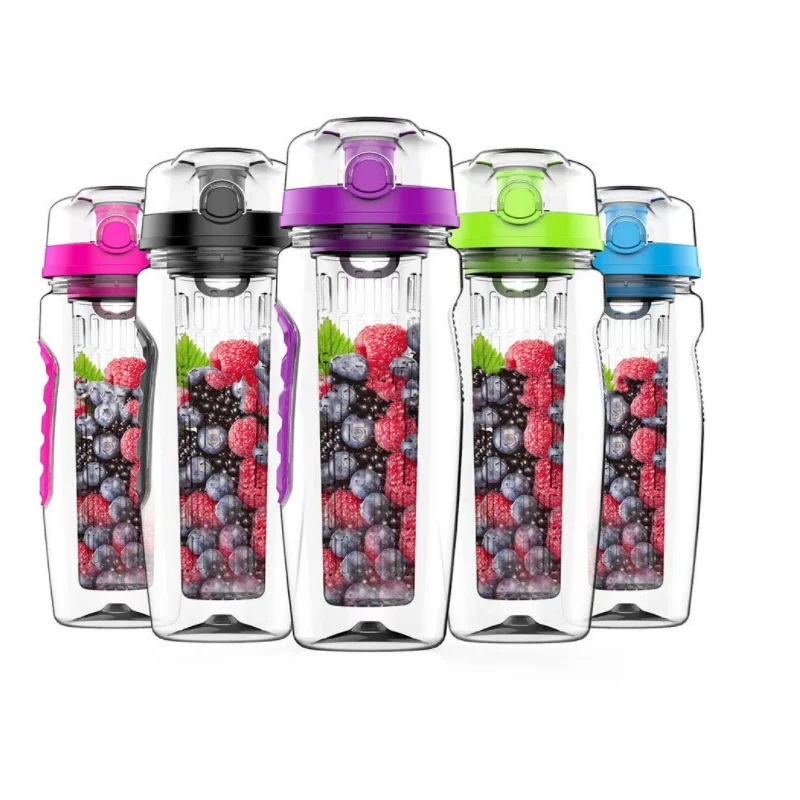 

Sports Outdoor Fruit Bottle Water Bottle Flip top Cover and Double Anti-slip Clips are Very Suitable Indoors