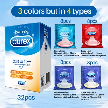 Durex Condoms 4 Types Sensation Value Ultra Thin Lubricated Sex Products Natural Rubber Latex Penis