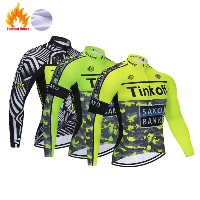 Tinkoff Pro Зимняя Теплая Флисовая велосипедная футболка Ropa Ciclismo Mtb с длинным рукавом мужская велосипедная Одежда Майо теплое пальто