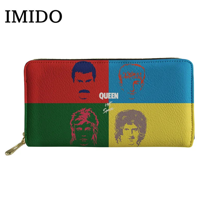 

Colorful Queen Band Printing Ladies Culth Leather Purses and Long Wallets With Coin Pocket Student Wallet for Phone Bag