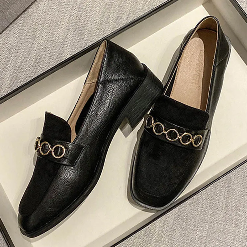 2020 British Chains Patchwork Oxfords Shoes Women Espadrilles Woman